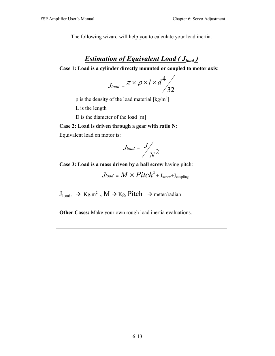 Pitch m, 32 4 d l j, Estimation of equivalent load ( j | 2n j j, Pitch | Yaskawa FSP Amplifier User Manual | Page 180 / 366