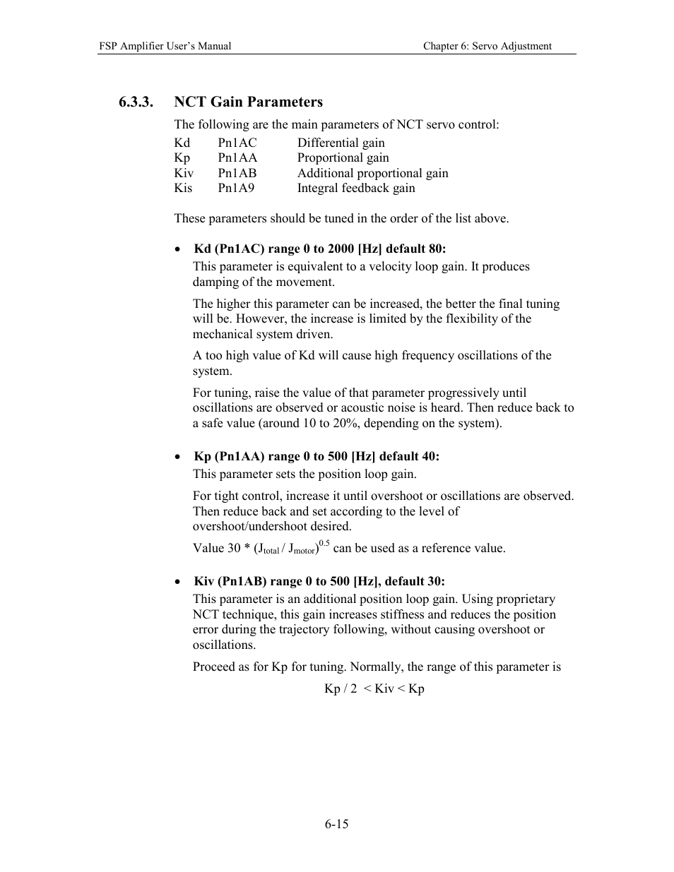 Nct gain parameters | Yaskawa FSP Amplifier User Manual | Page 182 / 366