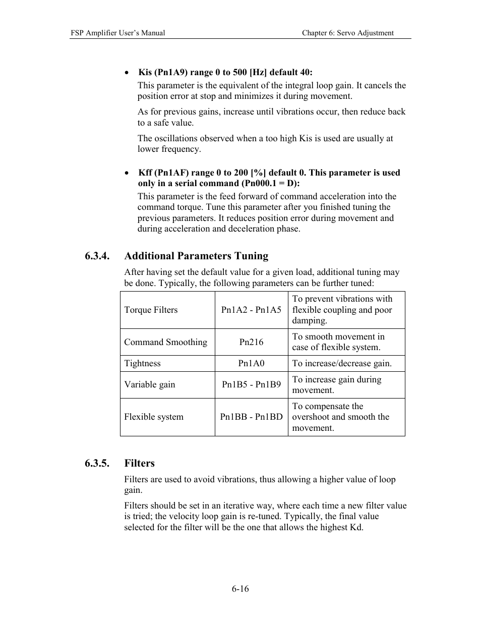 Additional parameters tuning, Filters | Yaskawa FSP Amplifier User Manual | Page 183 / 366