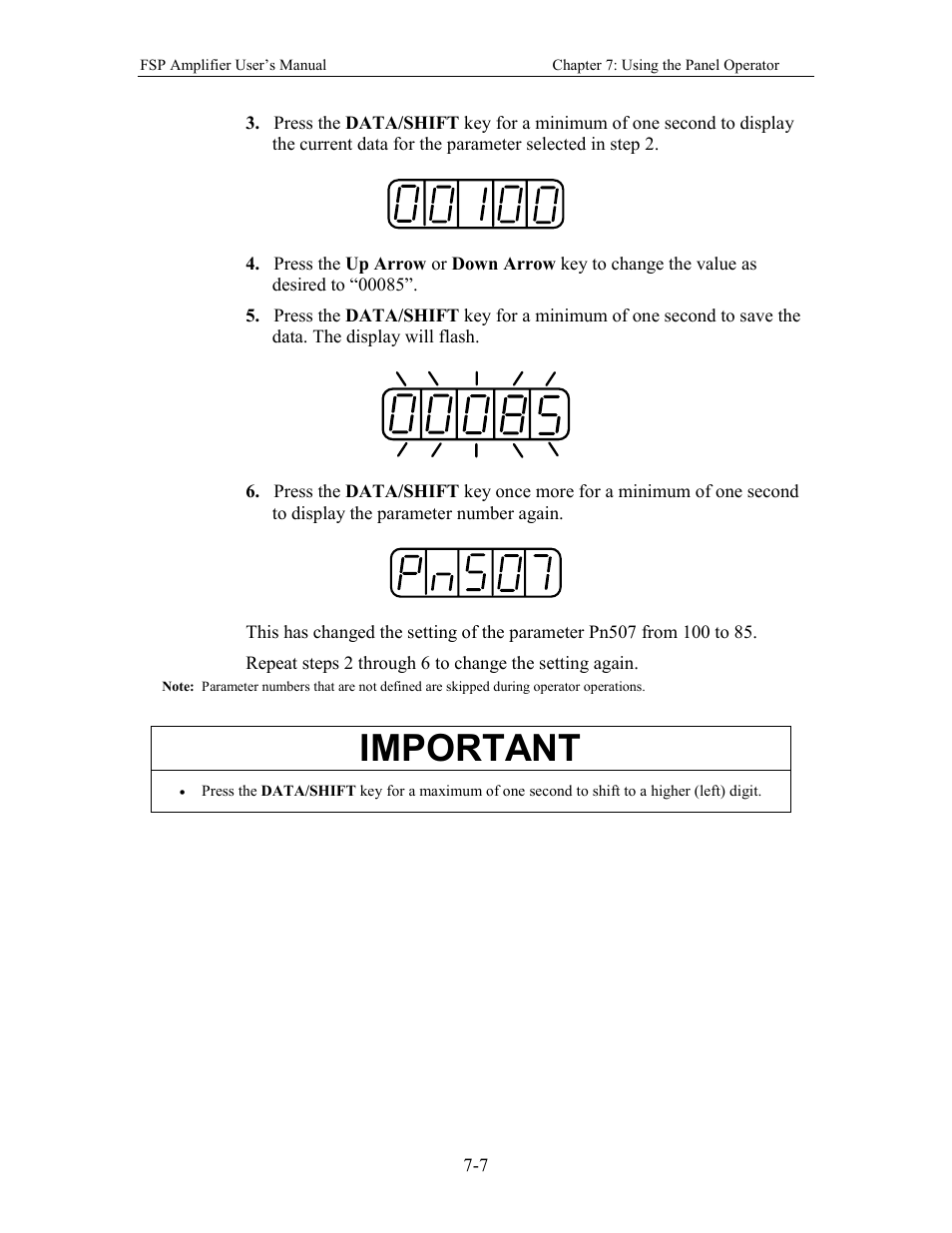 Important | Yaskawa FSP Amplifier User Manual | Page 198 / 366
