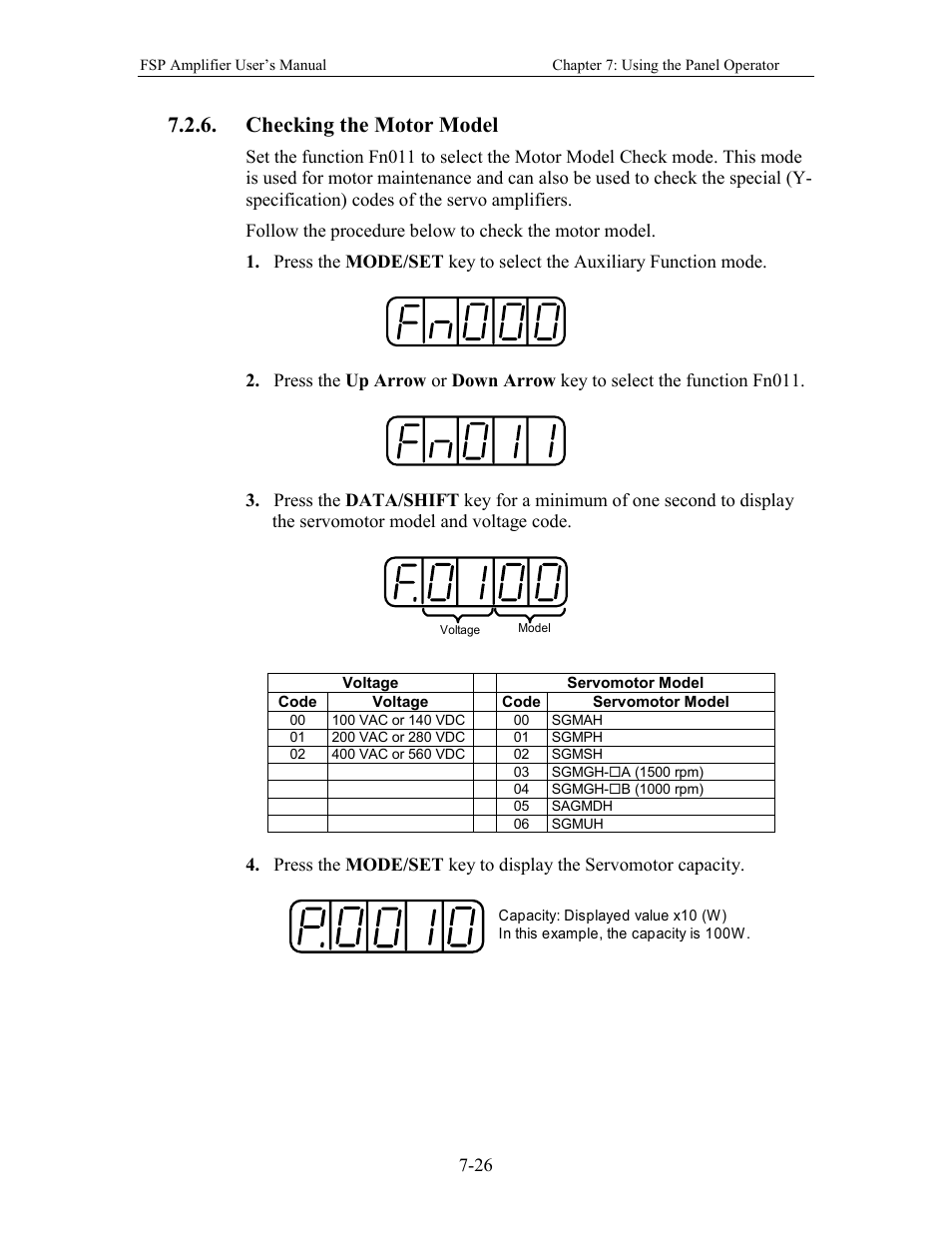 Checking the motor model | Yaskawa FSP Amplifier User Manual | Page 217 / 366