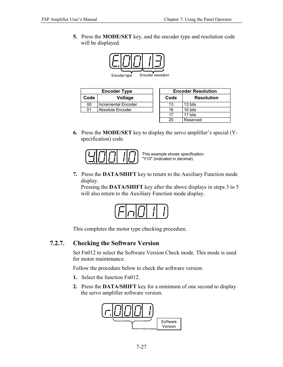 Checking the software version | Yaskawa FSP Amplifier User Manual | Page 218 / 366