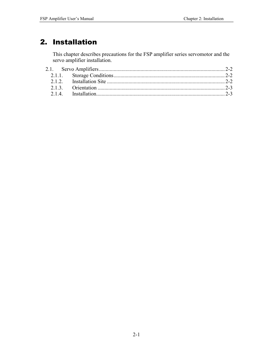 Installation | Yaskawa FSP Amplifier User Manual | Page 22 / 366