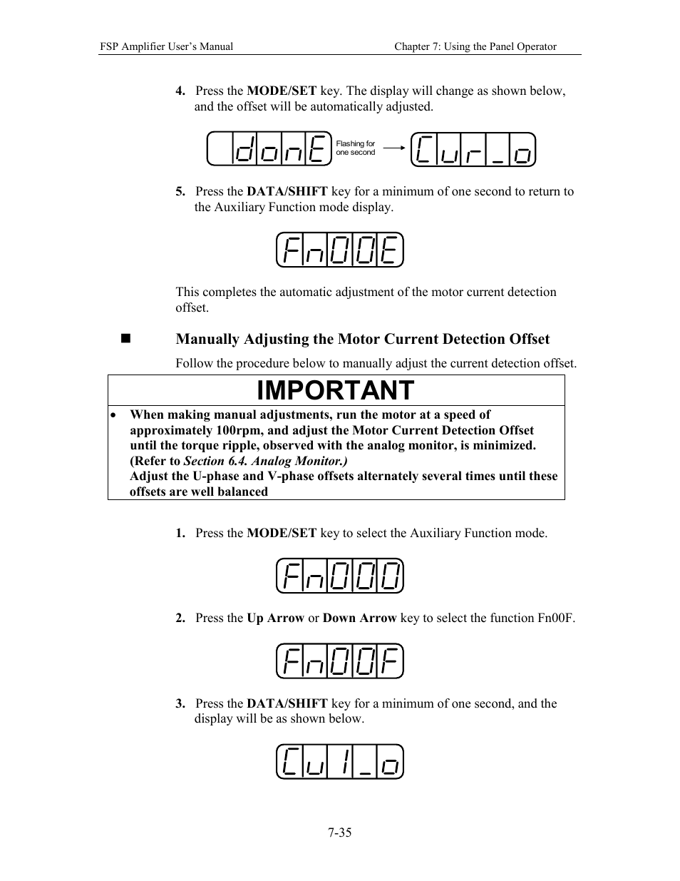 Important | Yaskawa FSP Amplifier User Manual | Page 226 / 366