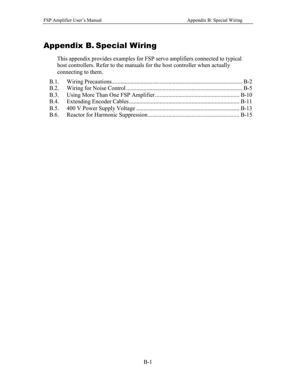 Appendix b. special wiring | Yaskawa FSP Amplifier User Manual | Page 316 / 366