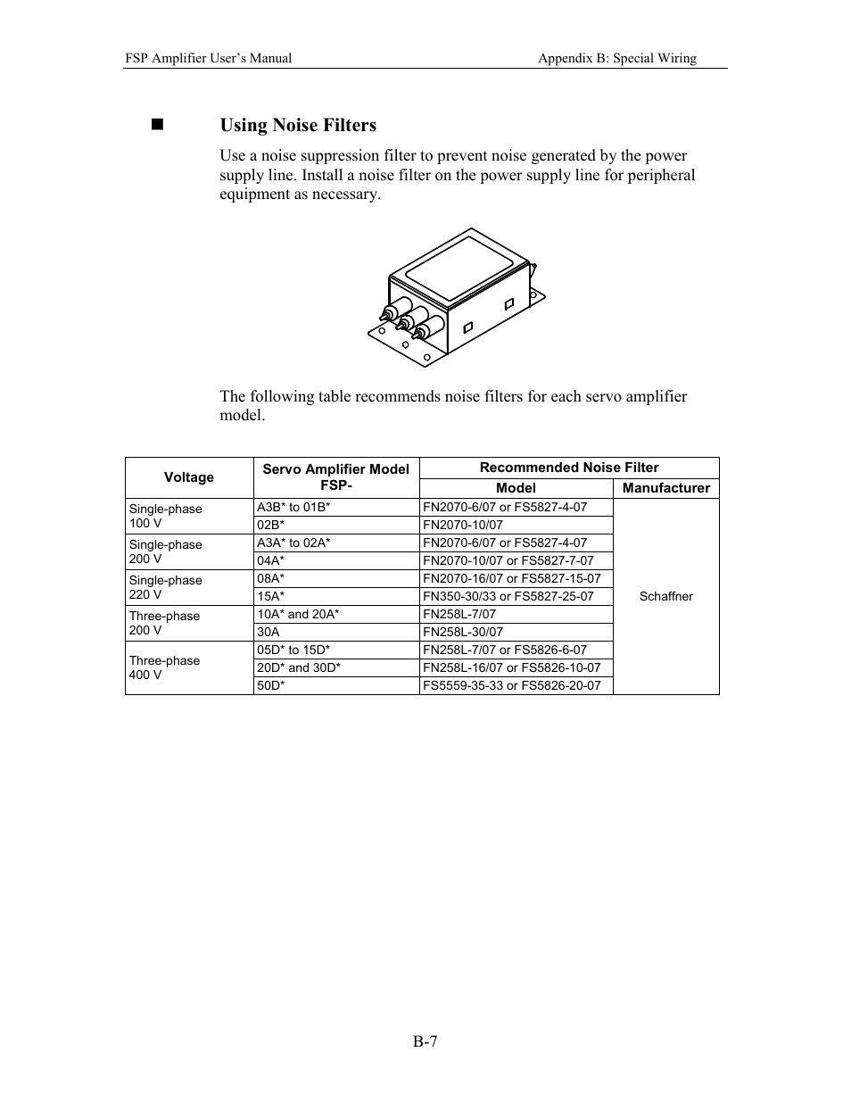 Using noise filters | Yaskawa FSP Amplifier User Manual | Page 322 / 366