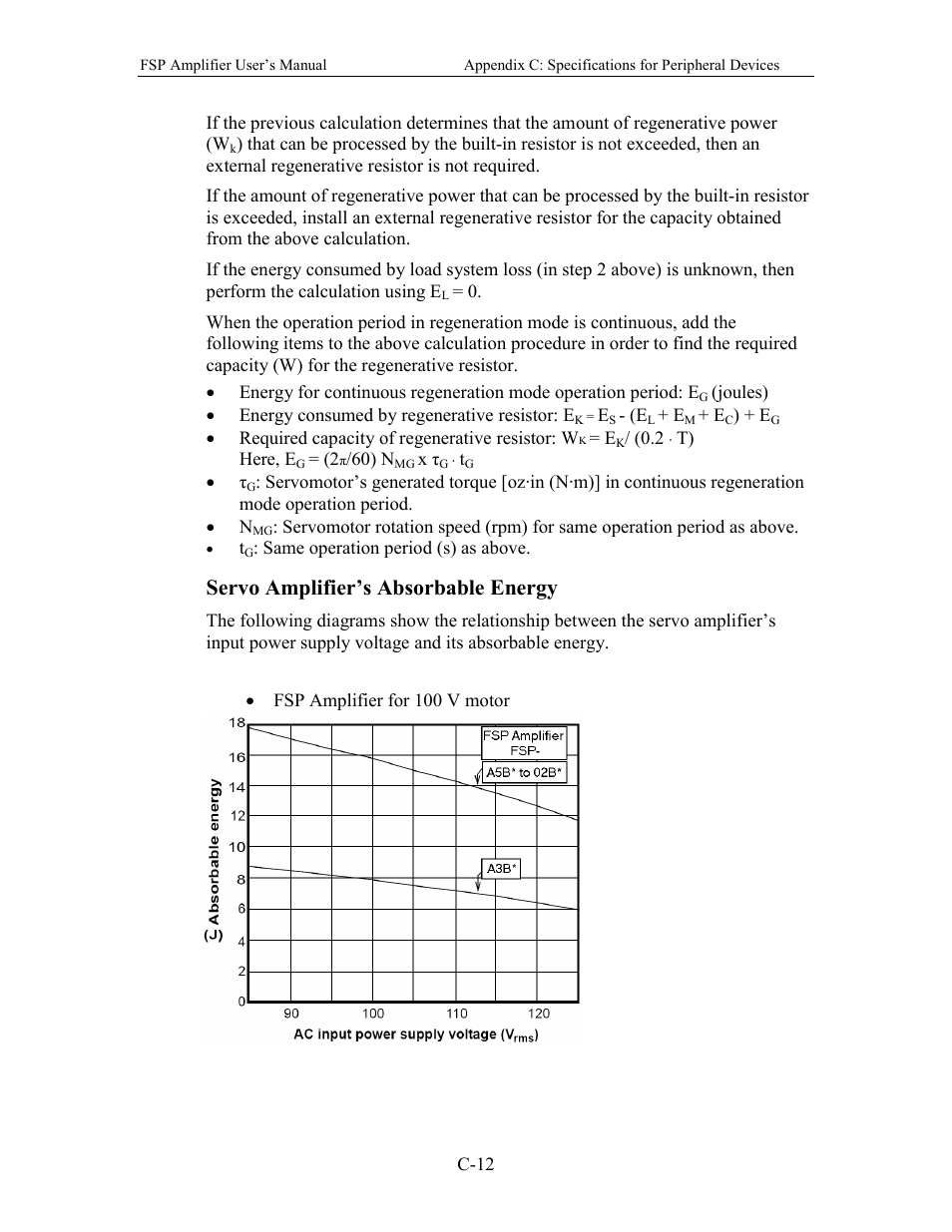 Servo amplifier’s absorbable energy | Yaskawa FSP Amplifier User Manual | Page 343 / 366
