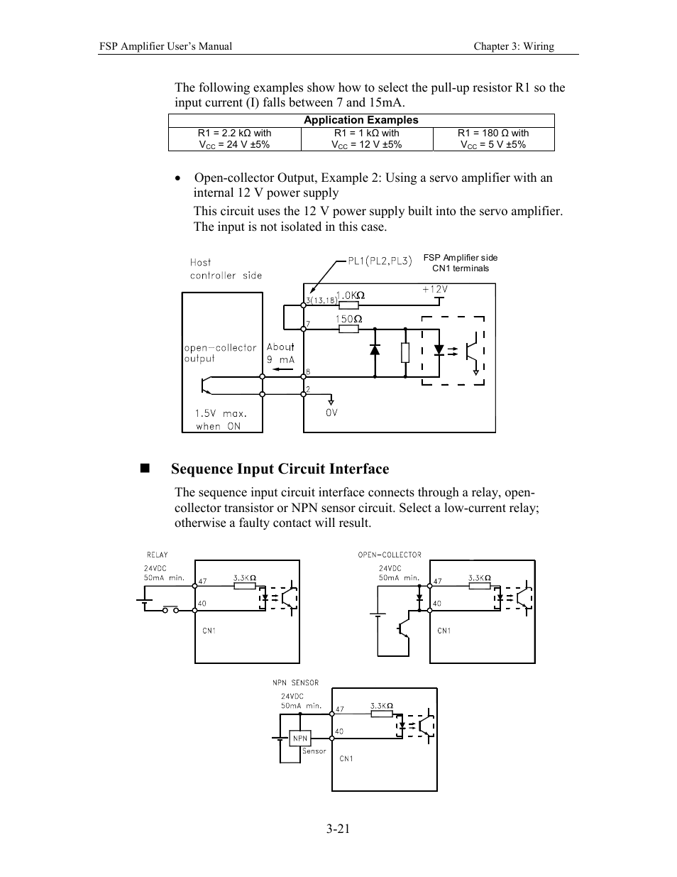 Sequence input circuit interface | Yaskawa FSP Amplifier User Manual | Page 46 / 366