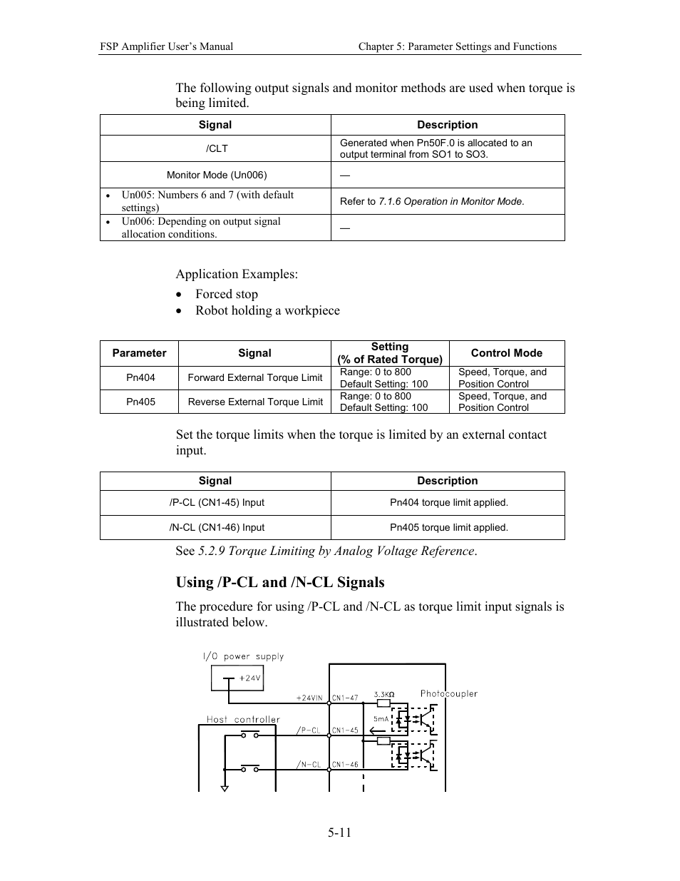 Using /p-cl and /n-cl signals | Yaskawa FSP Amplifier User Manual | Page 78 / 366