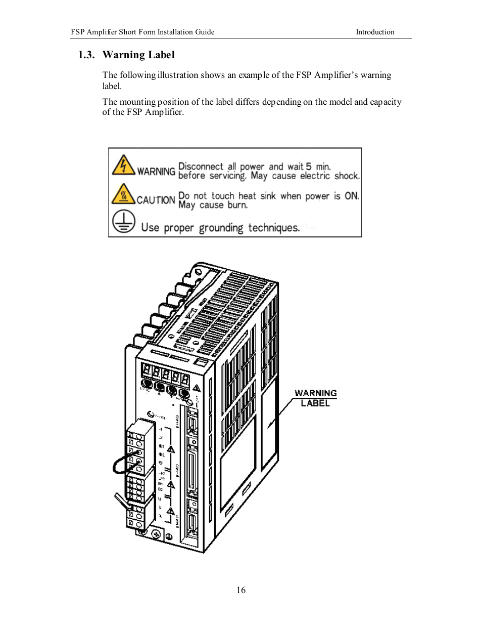 Warning label | Yaskawa FSP Short Form User Manual | Page 16 / 58