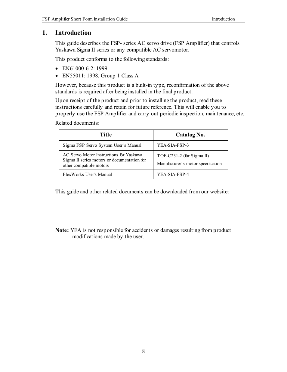 Introduction, T1. introduction | Yaskawa FSP Short Form User Manual | Page 8 / 58