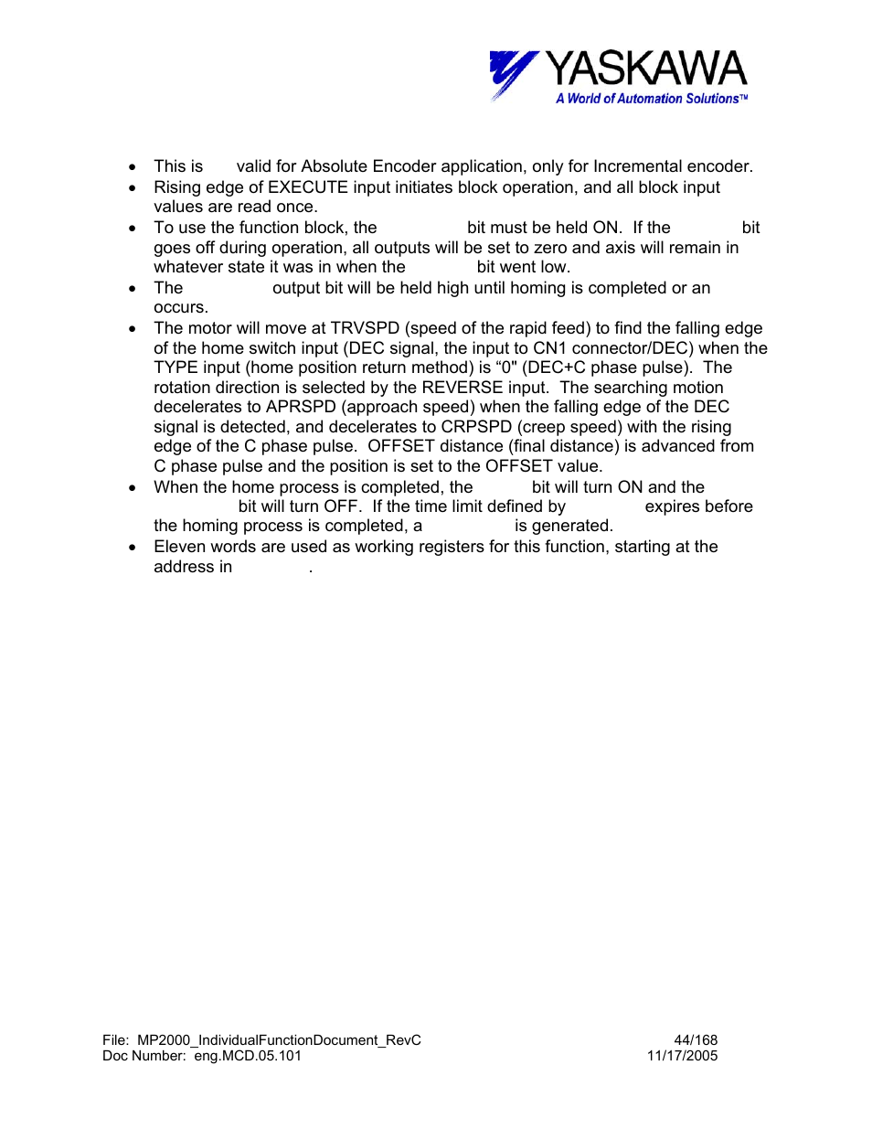 Home> function block operation notes | Yaskawa MP2000 User Manual | Page 44 / 168