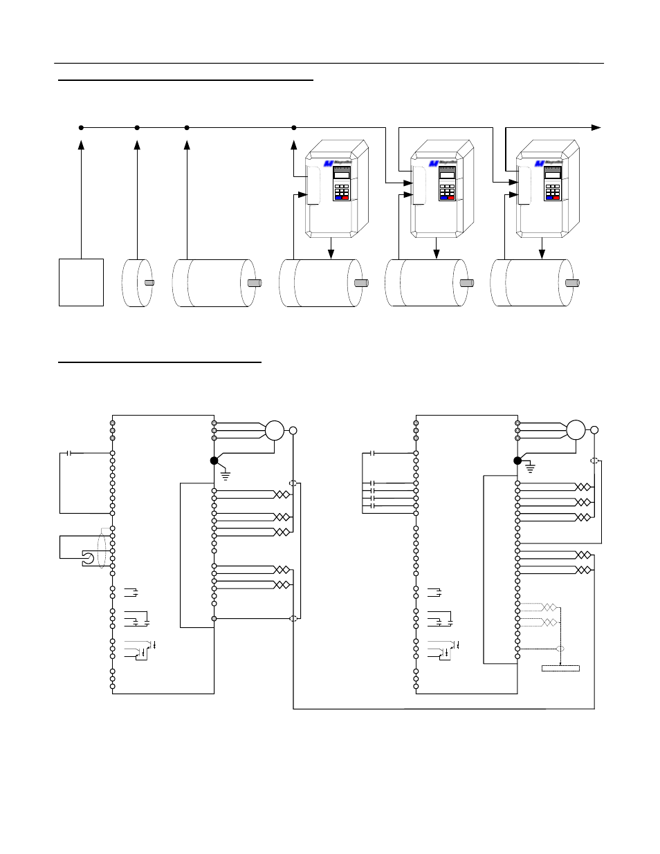 Electronic lineshaft with alignment, 2 example configuration diagram, 2 example wiring diagram | Master drive, Slave drive, Pg-x2 pcb option, Gpd515, Pg-w2 pcb option | Yaskawa G5 Electronic Lineshaft Alignment User Manual | Page 4 / 15