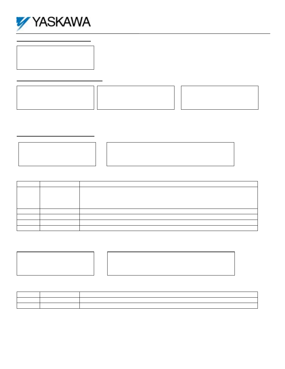 Motion control, Function p1 system settings, Function p2 homing settings | Function p3 misc. functions, Motion type linear absolute group p motion control, Stopping method zero servo | Yaskawa G5 Motion Control User Manual | Page 9 / 22