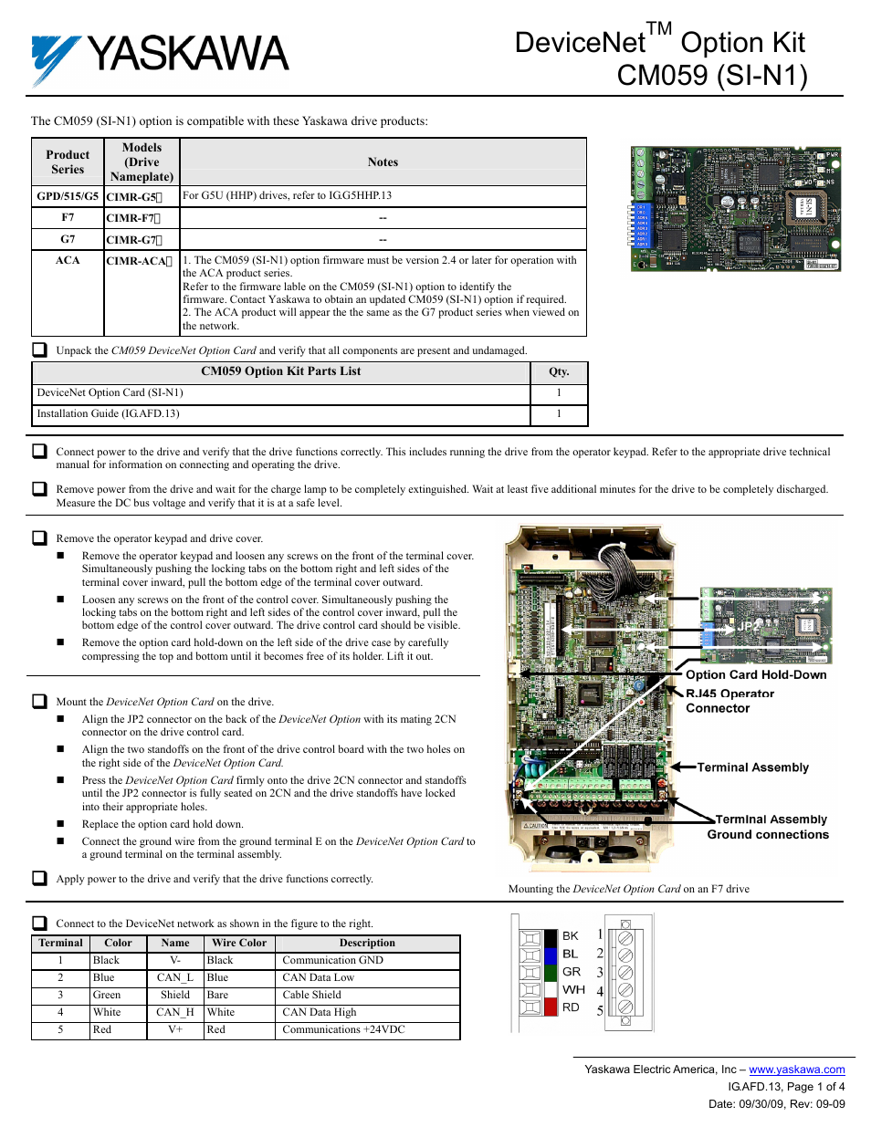 Yaskawa CM059 User Manual | 4 pages