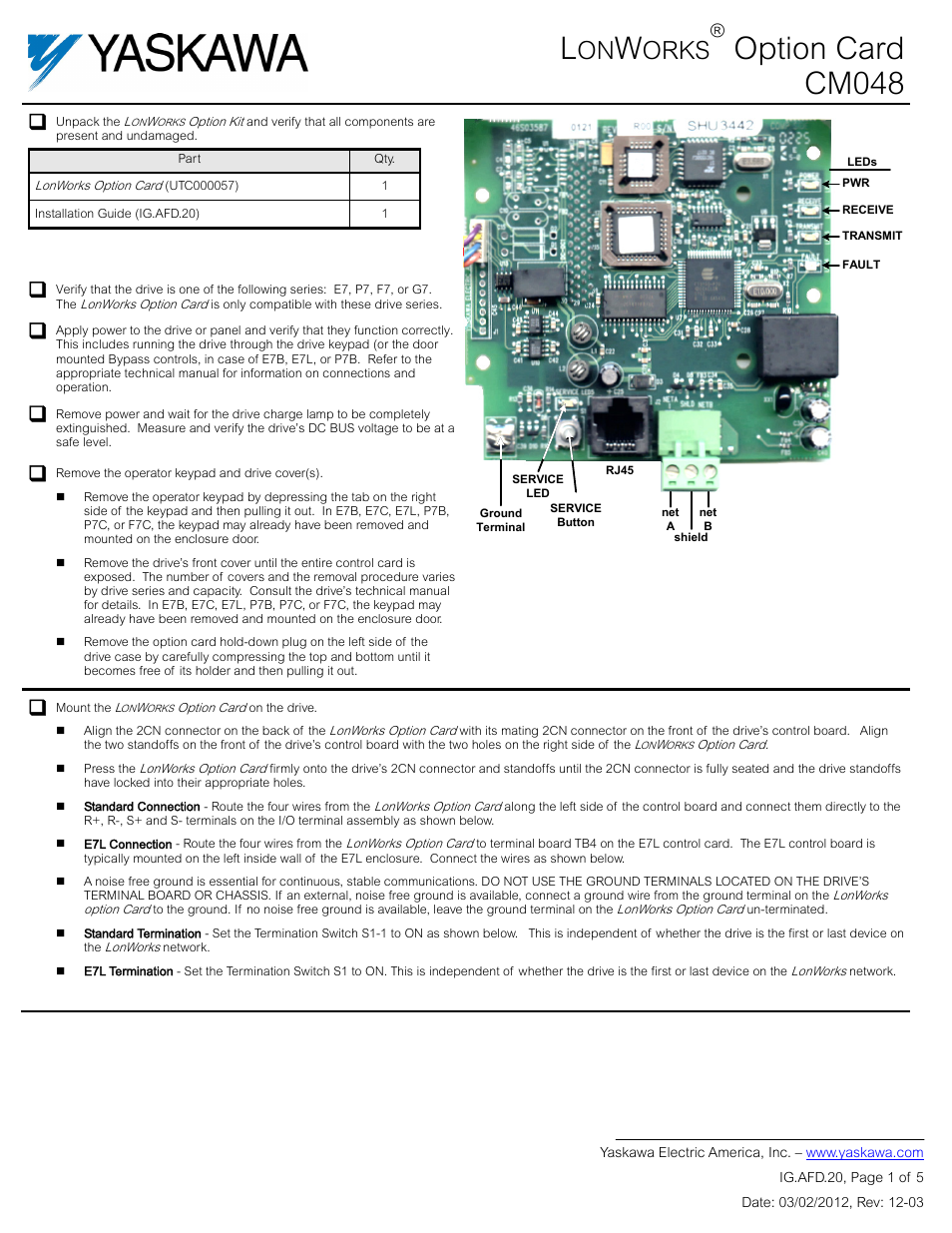 Yaskawa CM048 User Manual | 5 pages