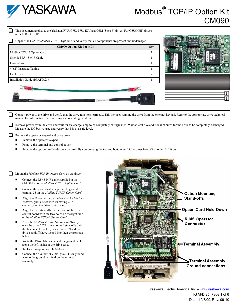 Yaskawa CM090 User Manual | 6 pages