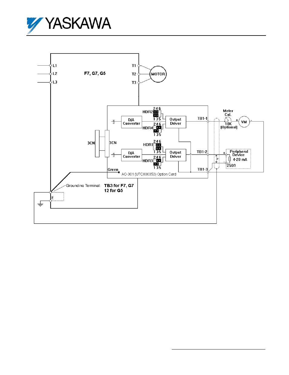 Isolated analog output option card ao-001 | Yaskawa AO-001 User Manual | Page 2 / 5