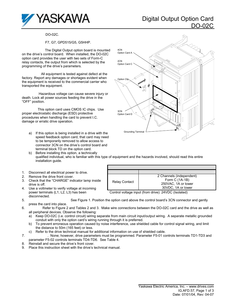 Yaskawa DO-02C User Manual | 3 pages
