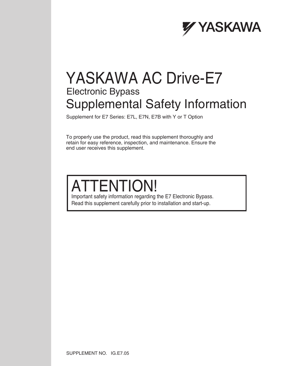 Yaskawa AC Drive-E7 User Manual | 10 pages