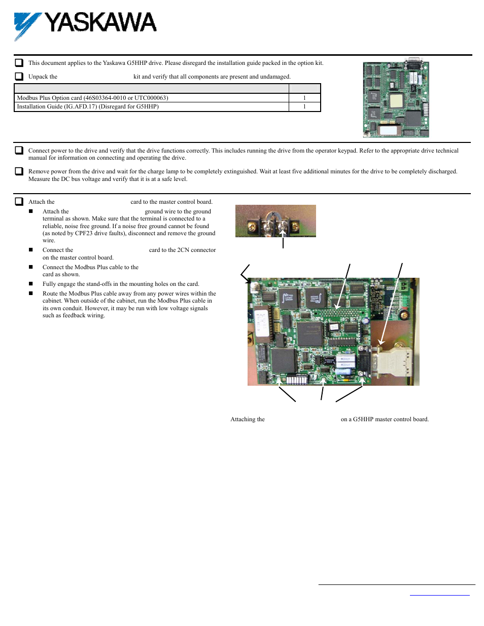 Yaskawa CM071 User Manual | 7 pages