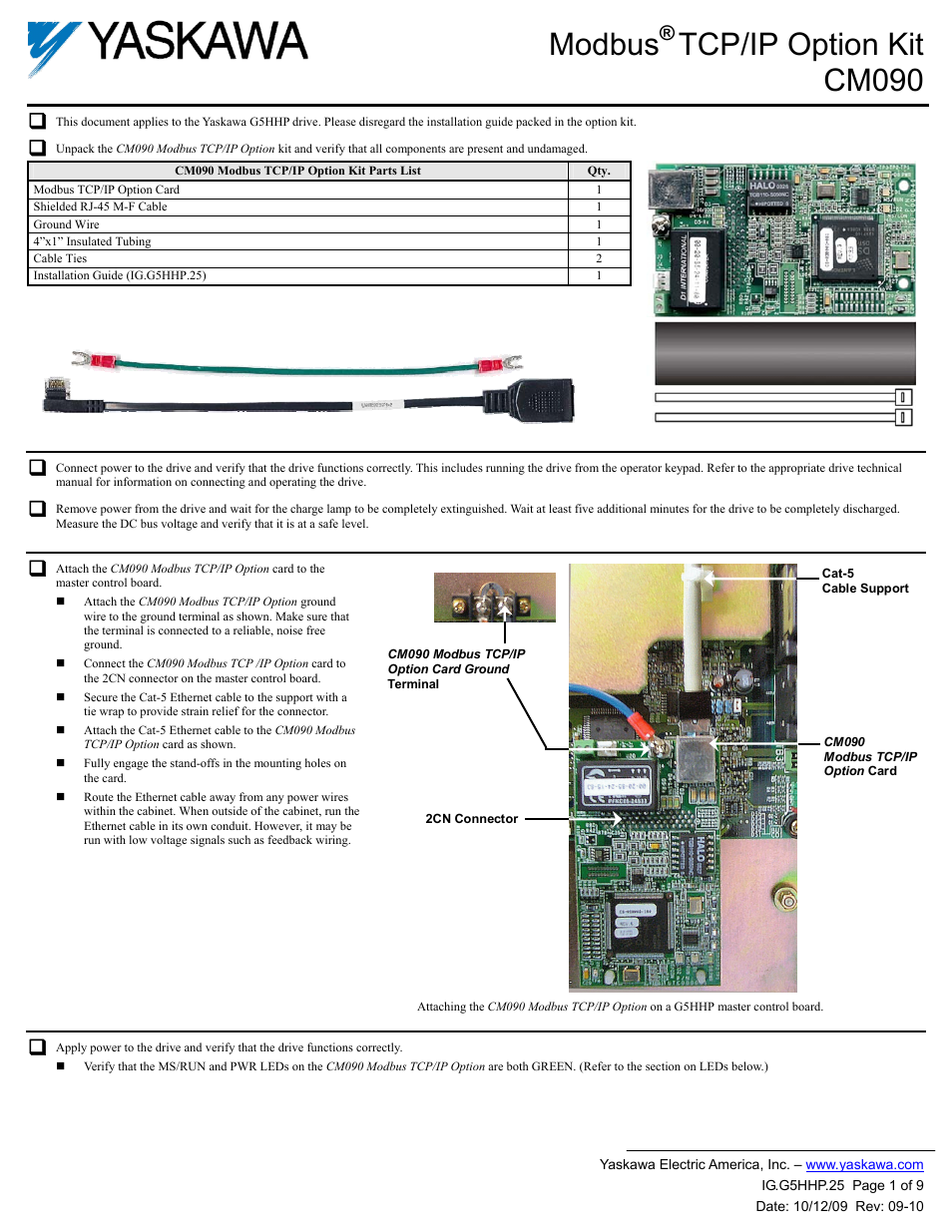 Yaskawa CM090 User Manual | 9 pages