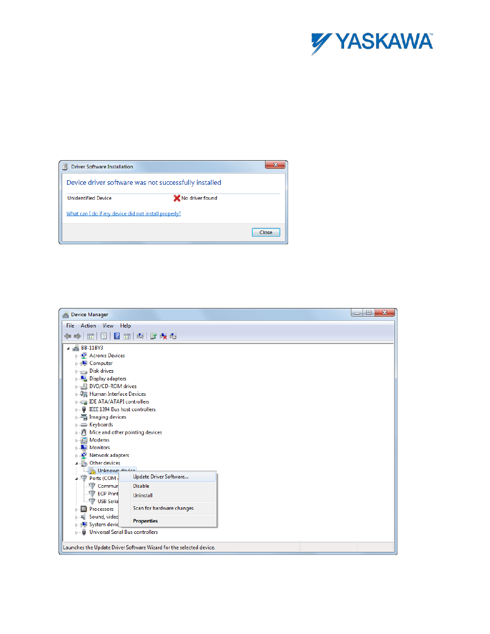 Yaskawa JVOP-181 USB Driver User Manual | 4 pages