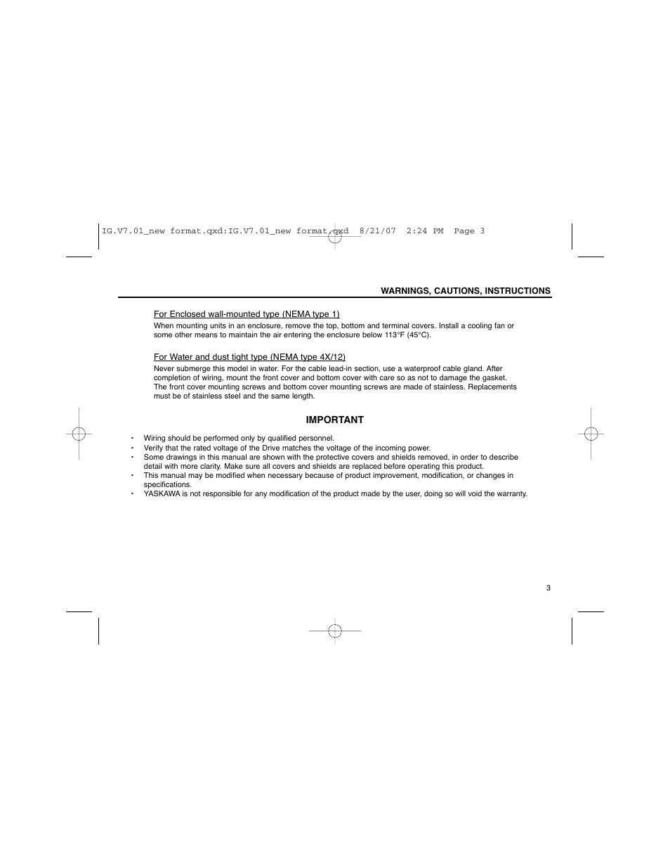 Yaskawa V74X Drives User Manual | Page 3 / 62