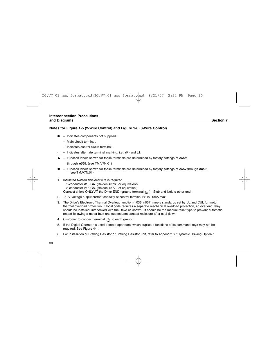Interconnection precautions and diagrams | Yaskawa V74X Drives User Manual | Page 30 / 62
