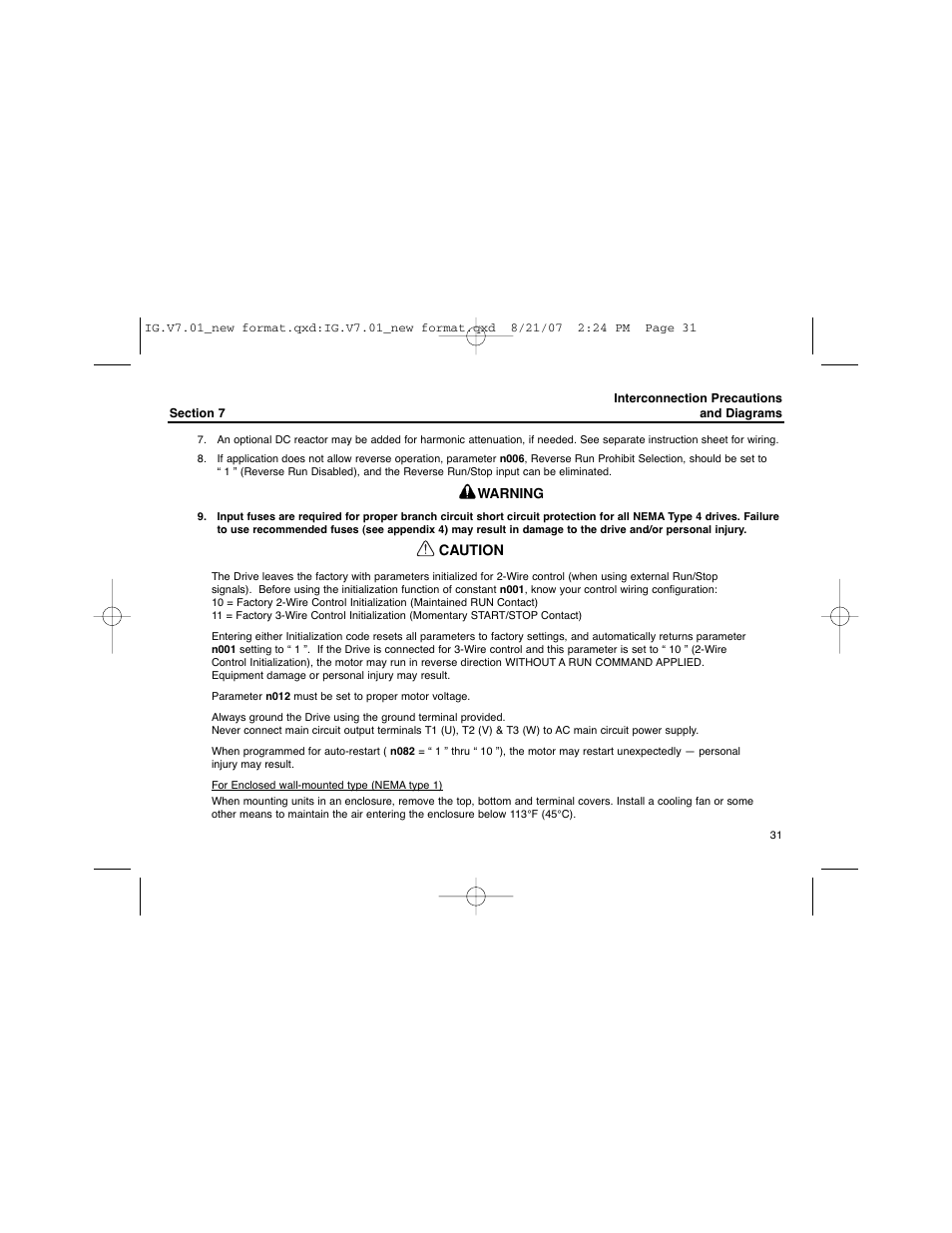 Yaskawa V74X Drives User Manual | Page 31 / 62