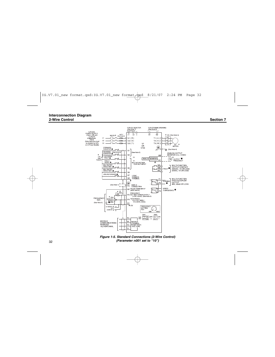 Interconnection diagram 2-wire control | Yaskawa V74X Drives User Manual | Page 32 / 62