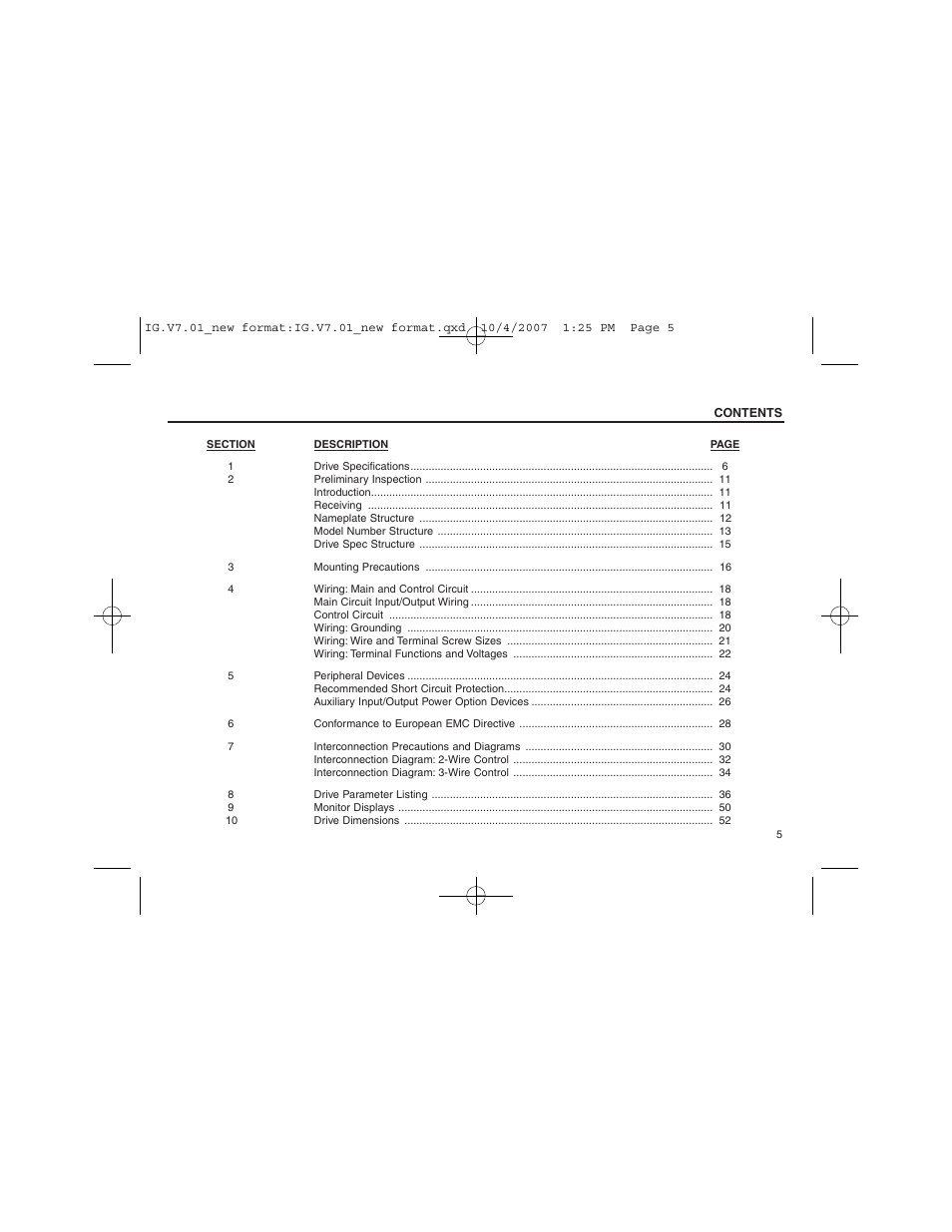 Yaskawa V74X Drives User Manual | Page 5 / 62