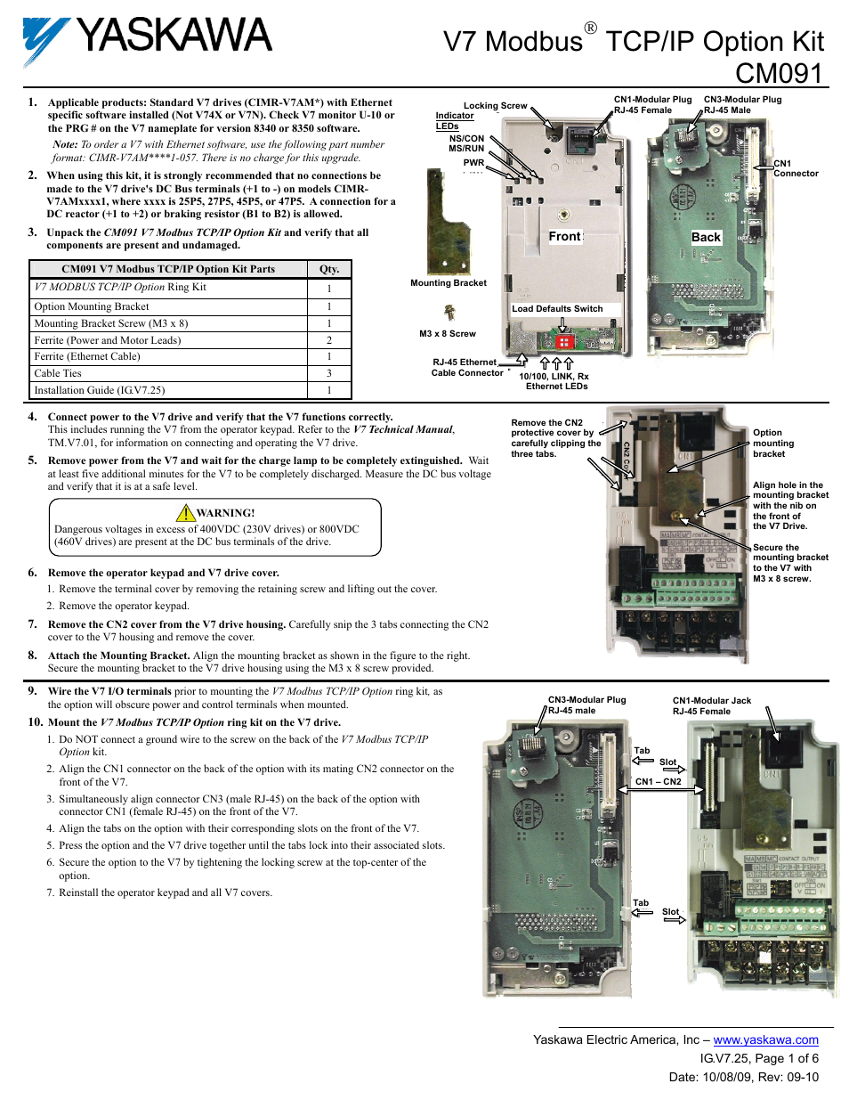 Yaskawa CM091 User Manual | 6 pages