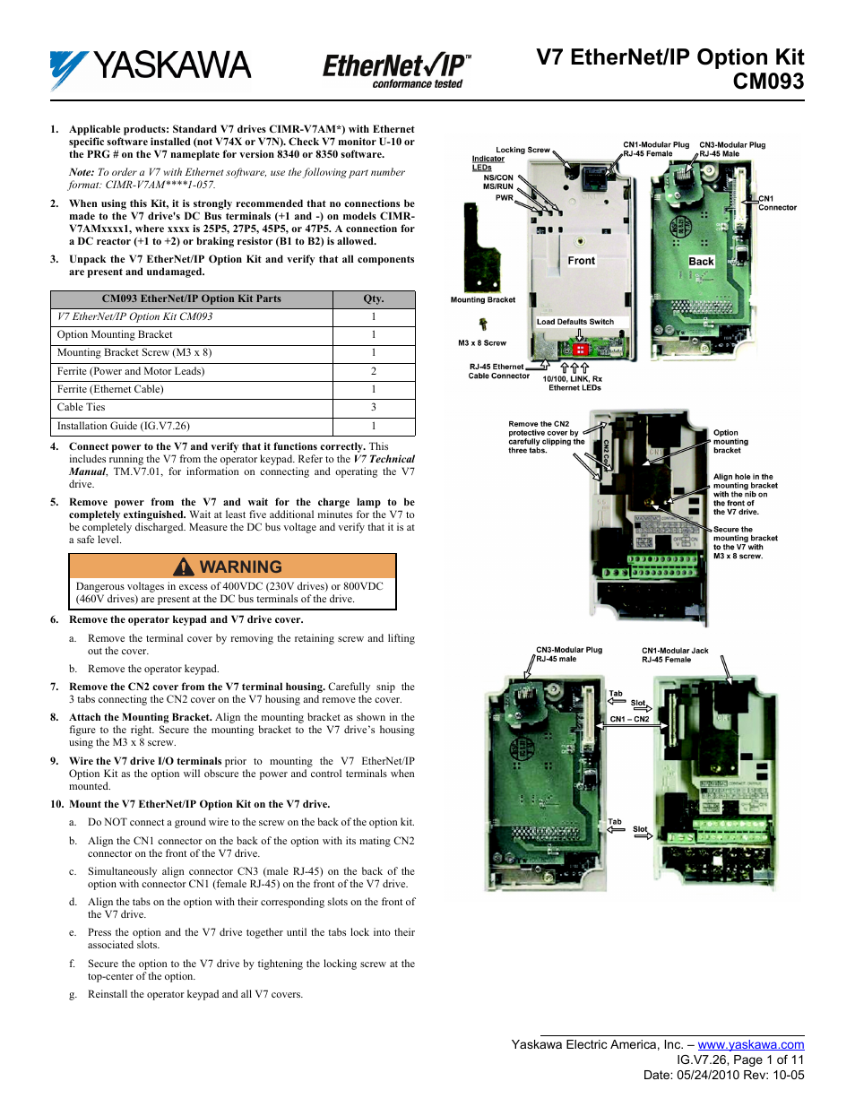 Yaskawa CM093 User Manual | 11 pages