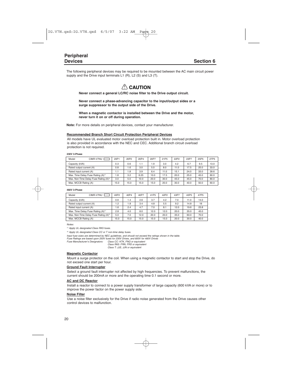 Caution | Yaskawa V7N Drive with DeviceNet User Manual | Page 20 / 36