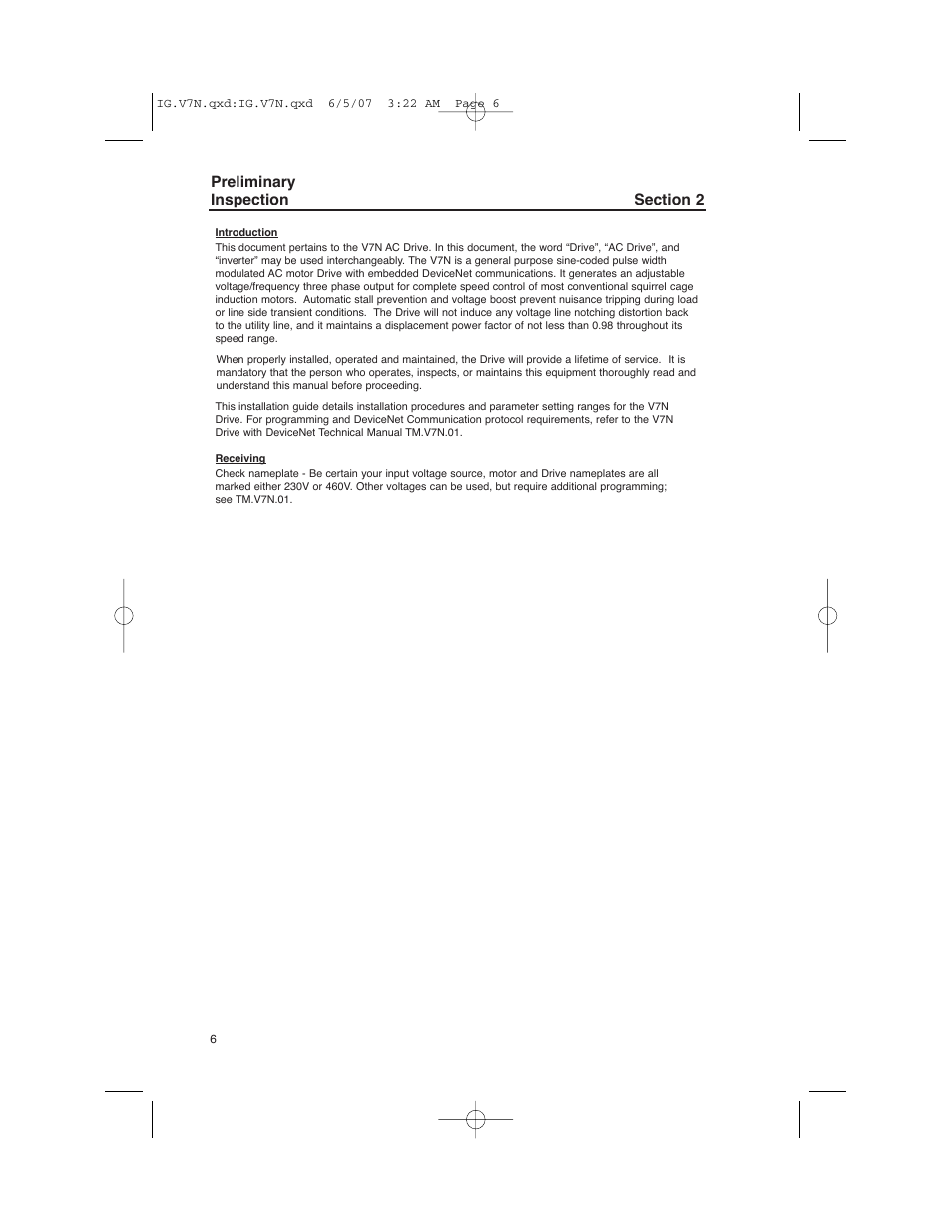 Yaskawa V7N Drive with DeviceNet User Manual | Page 6 / 36