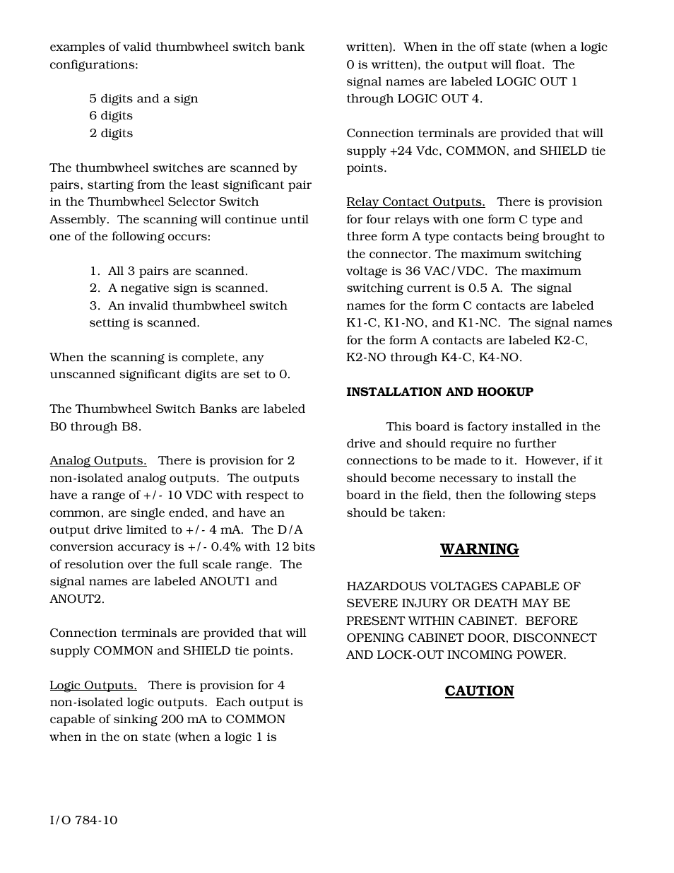 Warning | Yaskawa MicroTrac DSD Drives Digital Tach User Manual | Page 6 / 7