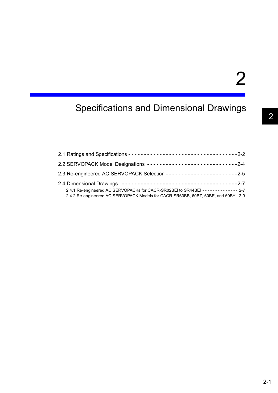 2 specifications and dimensional drawings, Specifications and dimensional drawings | Yaskawa CACR-SRxxBF User Manual | Page 16 / 57