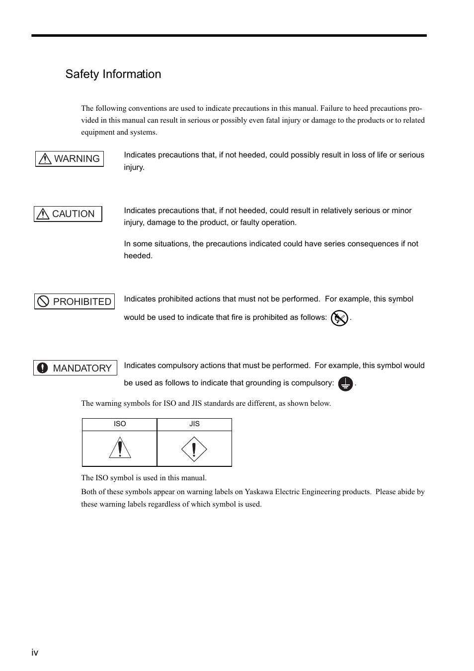 Safety information | Yaskawa CACR-SRxxBF User Manual | Page 4 / 57
