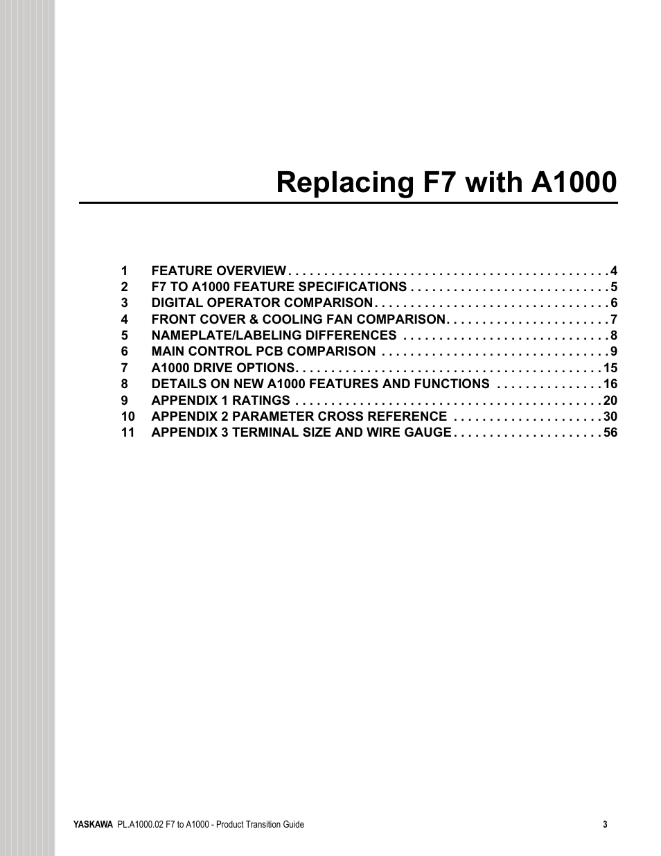 Replacing f7 with a1000 | Yaskawa F7 to A1000 User Manual | Page 3 / 68