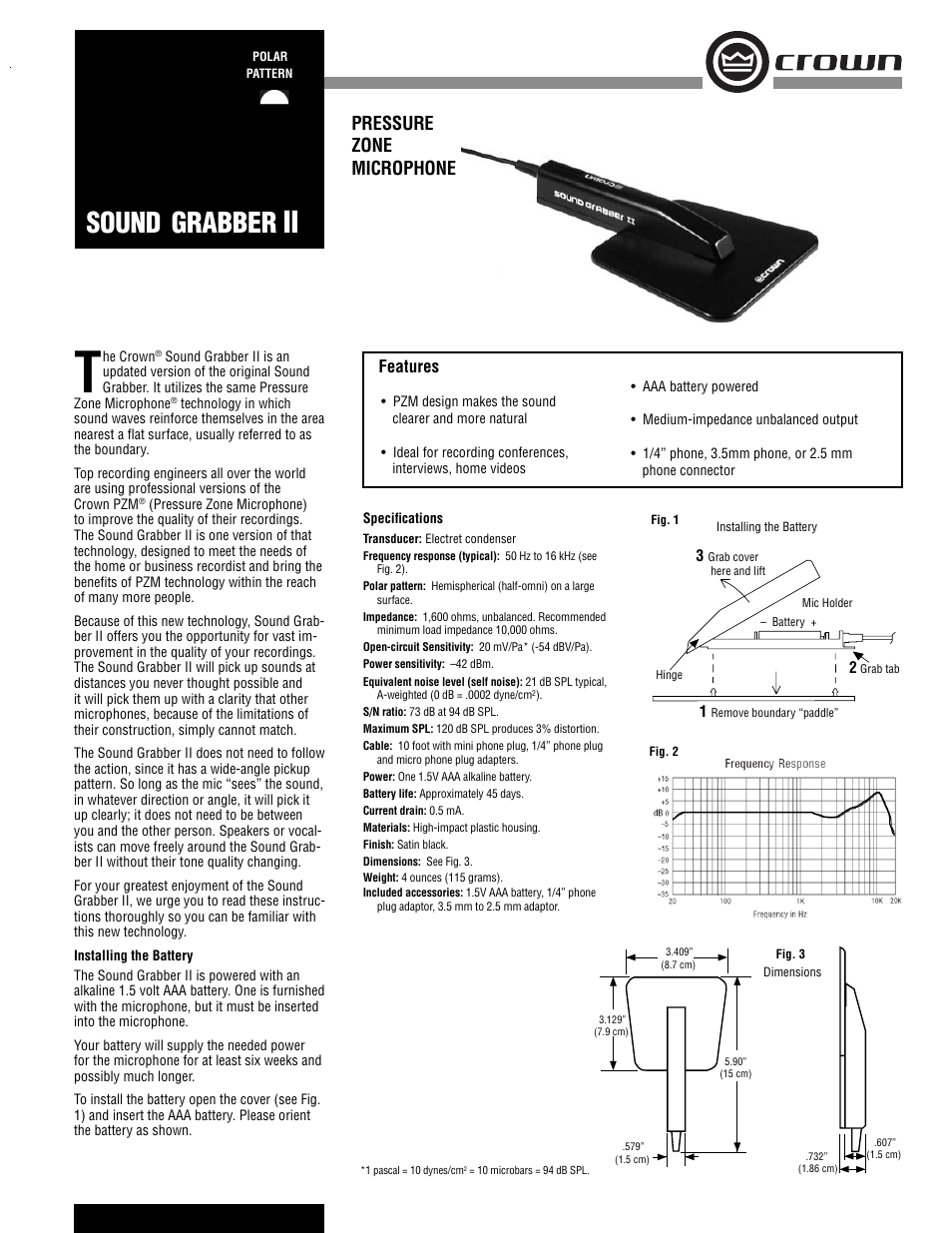 Crown Audio II User Manual | 2 pages