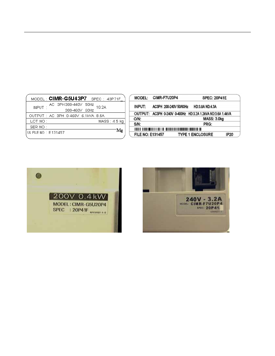 Nameplate/ labeling differences | Yaskawa GPD 515/G5 to F7 User Manual | Page 11 / 40