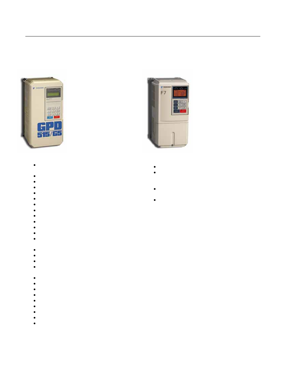 Feature overview, Gpd515/g5 drive, F7 features & functions | F7 drive, F7 performance | Yaskawa GPD 515/G5 to F7 User Manual | Page 5 / 40