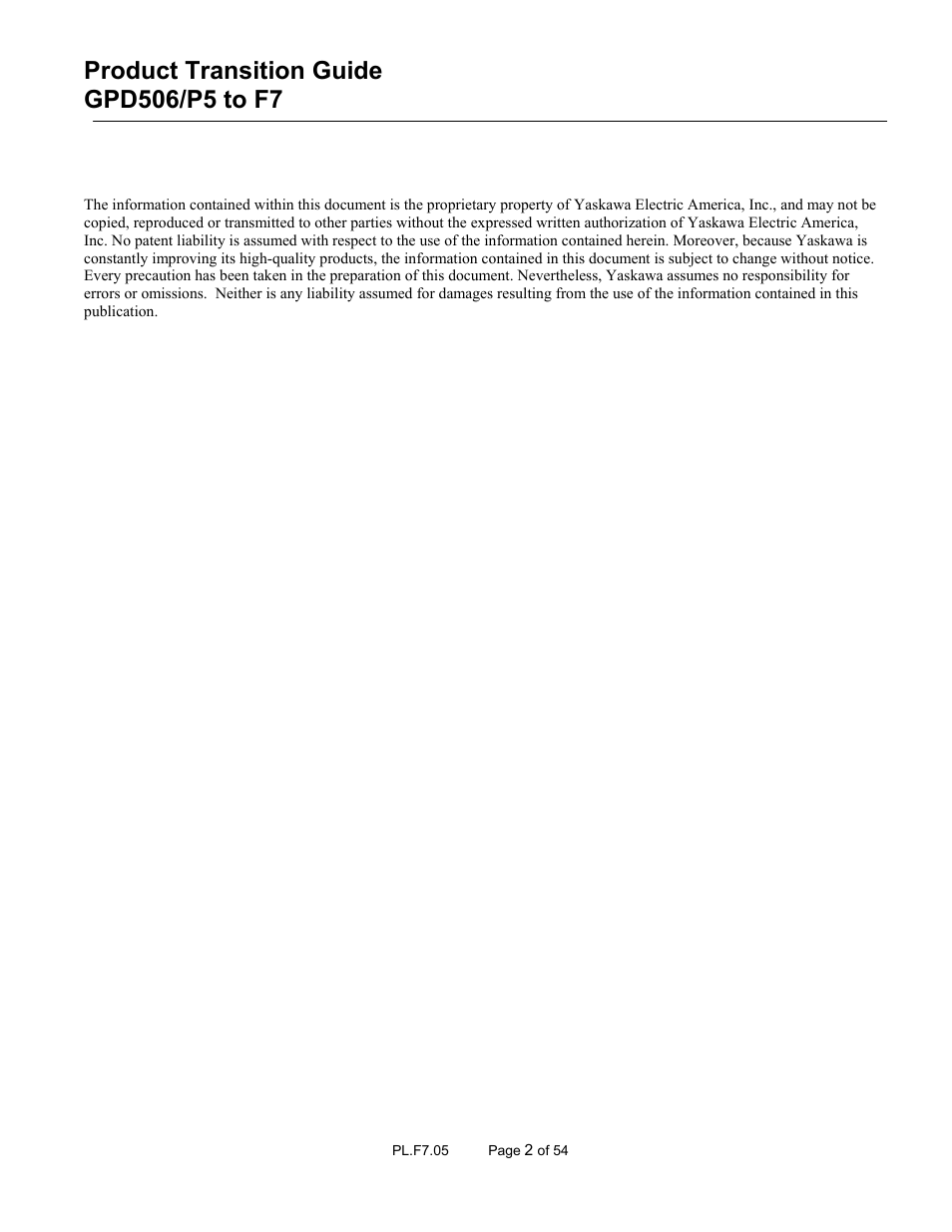 Yaskawa GPD 506/P5 to F7 User Manual | Page 2 / 54