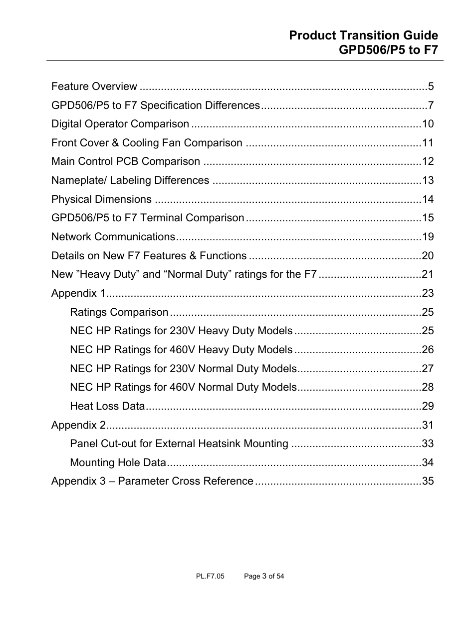 Yaskawa GPD 506/P5 to F7 User Manual | Page 3 / 54