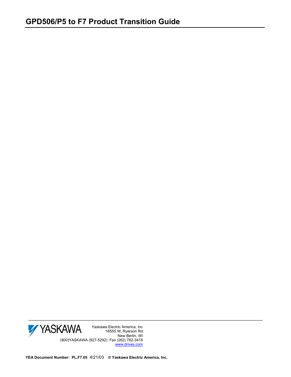 Yaskawa GPD 506/P5 to F7 User Manual | Page 54 / 54
