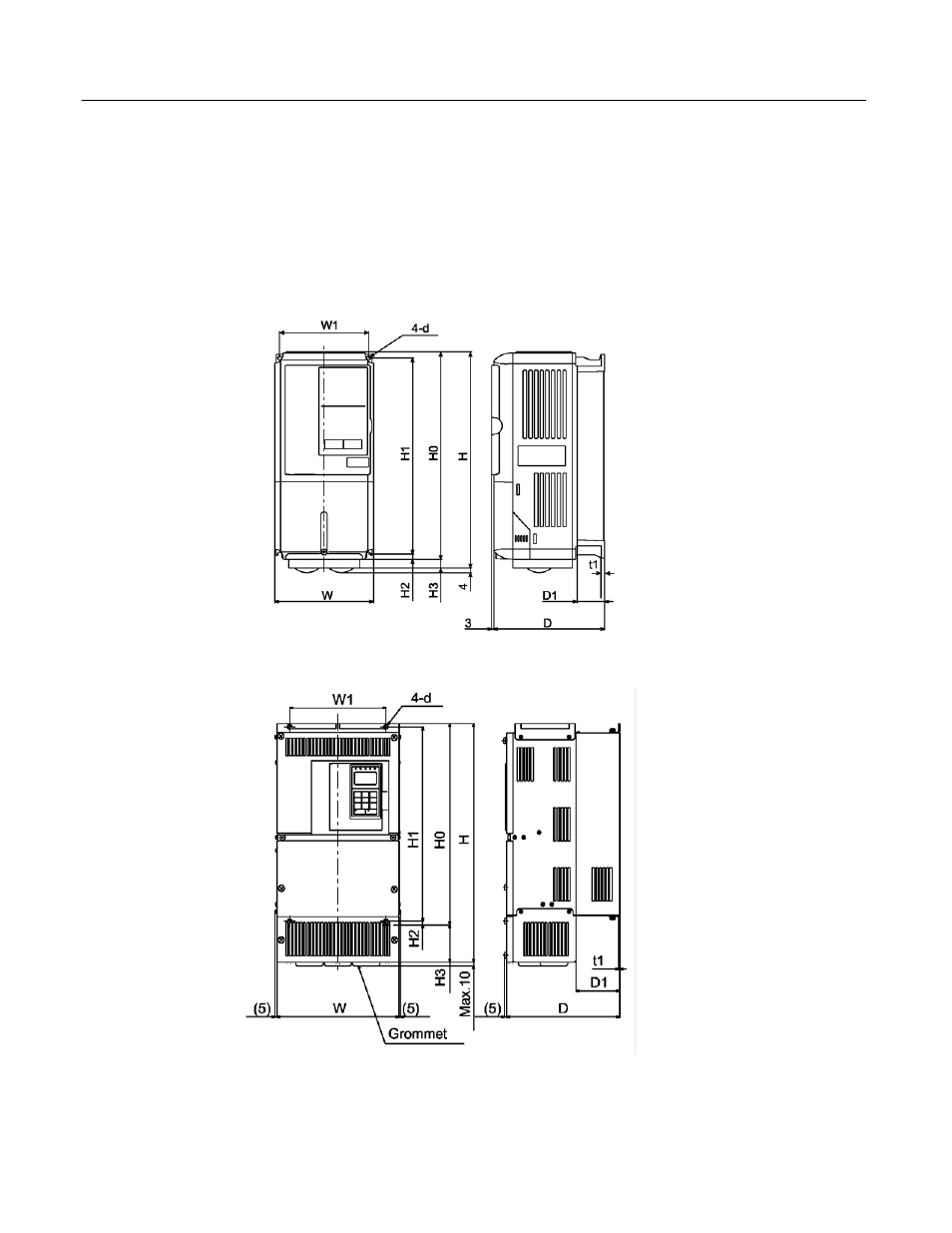 Appendix 1, Amps, carriers, overload, watt loss and dimensions | Yaskawa GPD 515/G5 to G7 User Manual | Page 17 / 38
