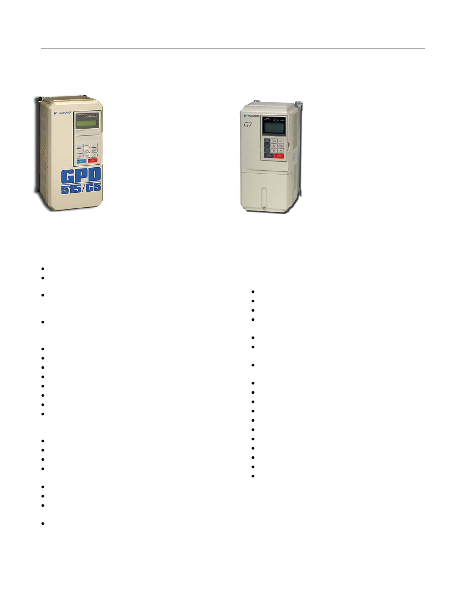 Feature overview, G7 benefits vs. g5, Gpd515/g5 drive | G7 drive | Yaskawa GPD 515/G5 to G7 User Manual | Page 5 / 38
