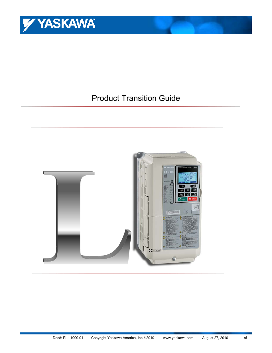 Yaskawa F7 to L1000A User Manual | 57 pages