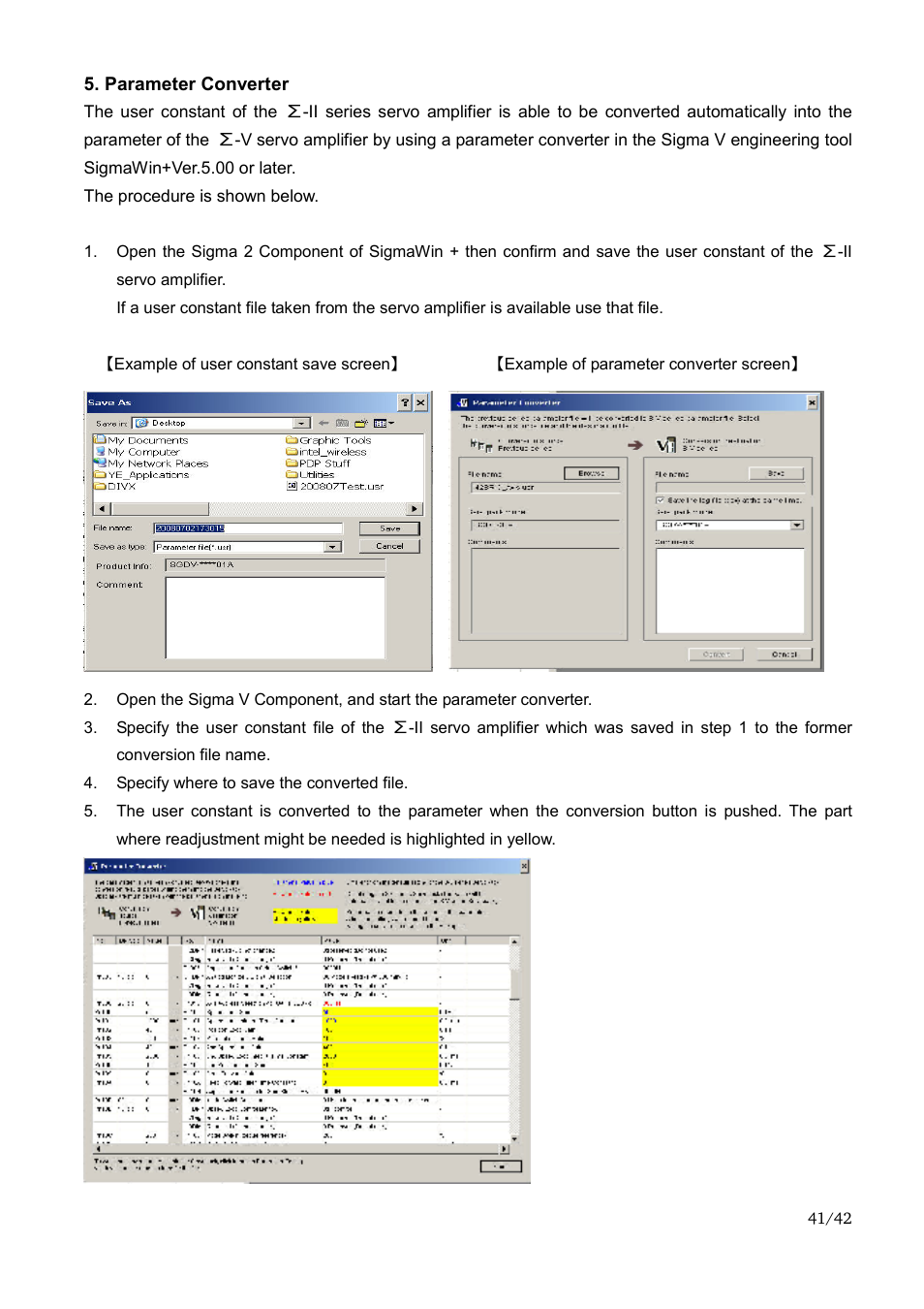 Yaskawa Sigma-II Large Capacity User Manual | Page 41 / 42